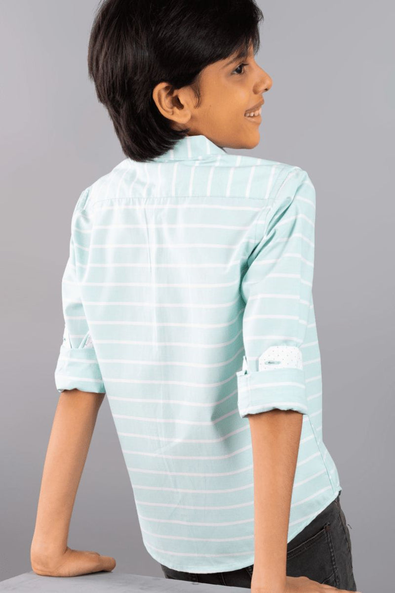 KIDS - Sky Blue Stripes Shirt-Stain Proof Shirt