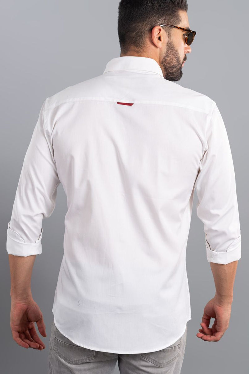 White with Red Solid-Full-Stain Proof