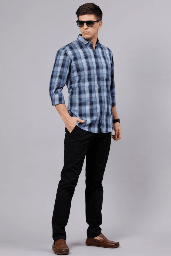 Navy and Blue Checks - Full-Stain Proof