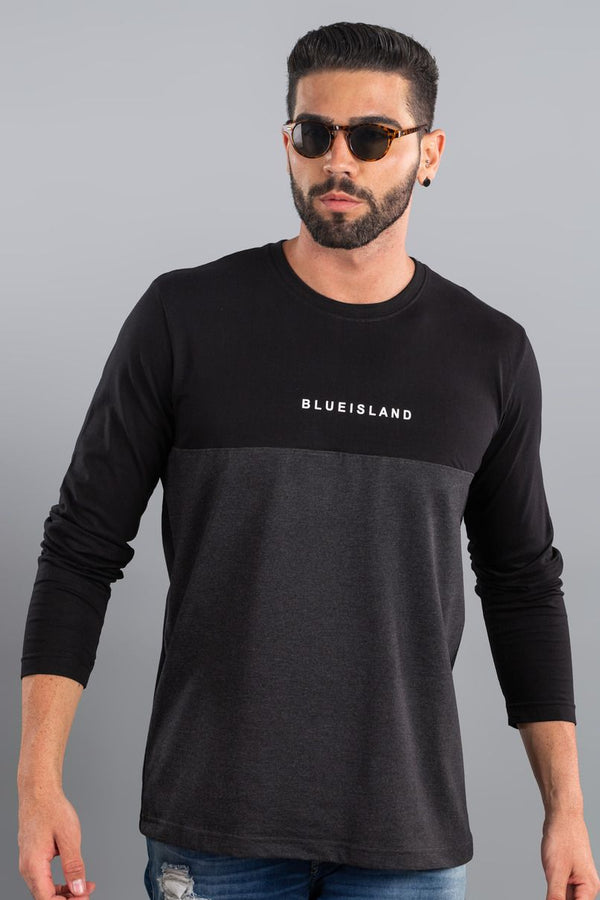 Black and Grey - Full Sleeve TShirt - Stain Proof
