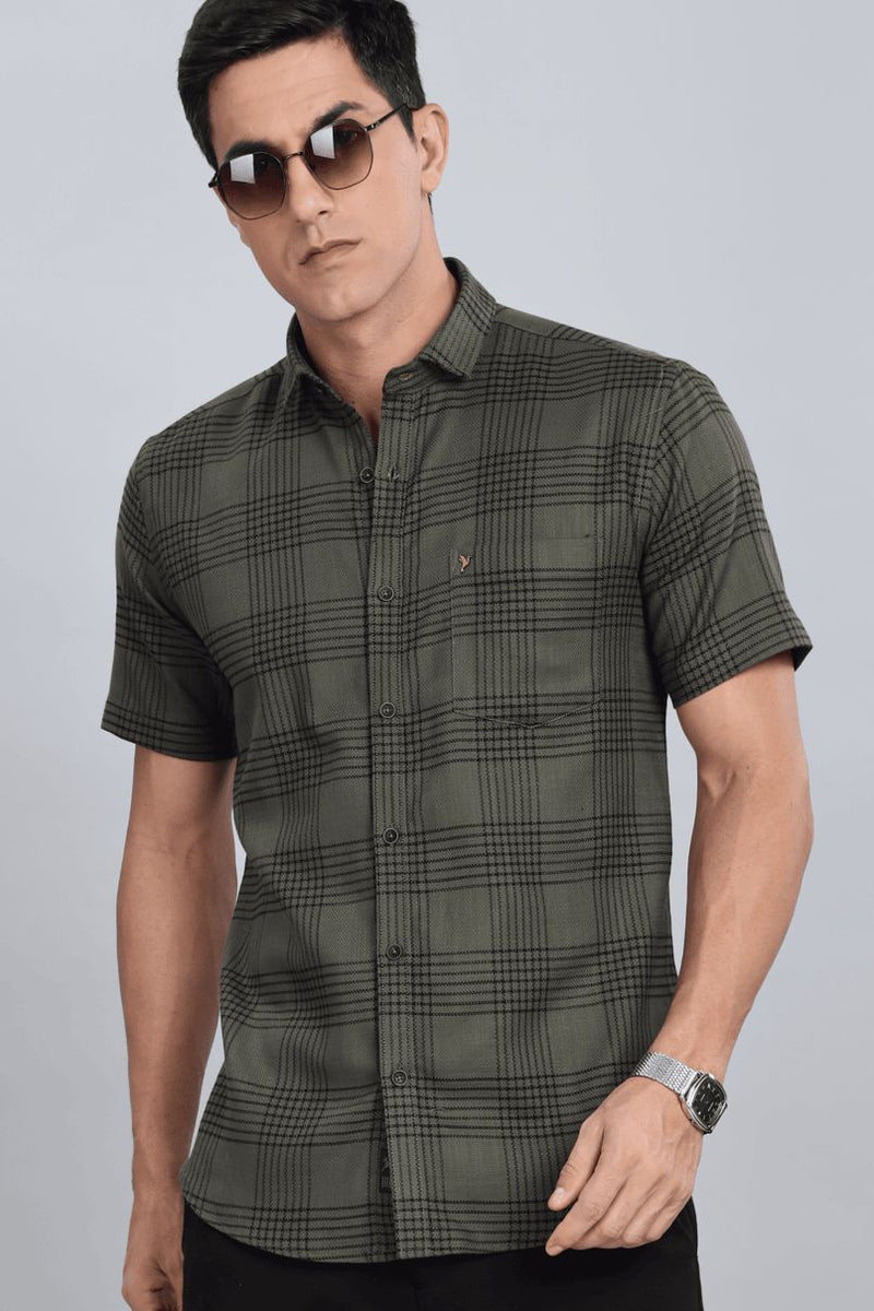 Rugged Green Checks - Half Sleeve - Stain Proof