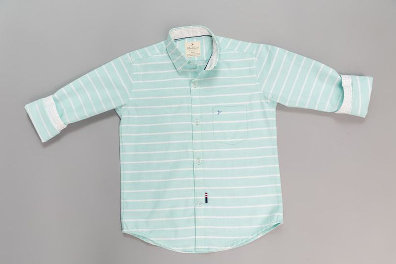 KIDS - Aqua Blue Stripes-Stain Proof Shirt