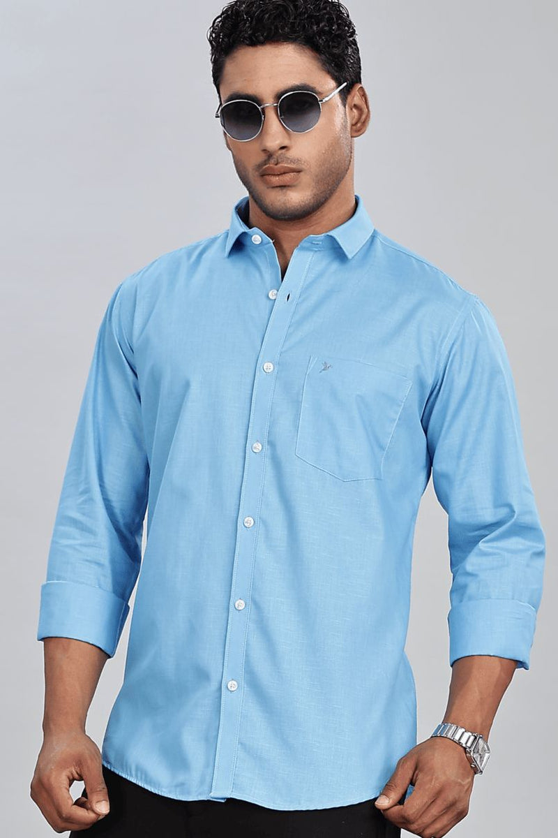 Bright Blue Cotton Linen-Full-Stain Proof