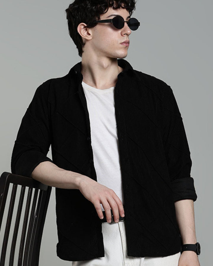 Black Thread Checks - Full-Corduroy Shirt