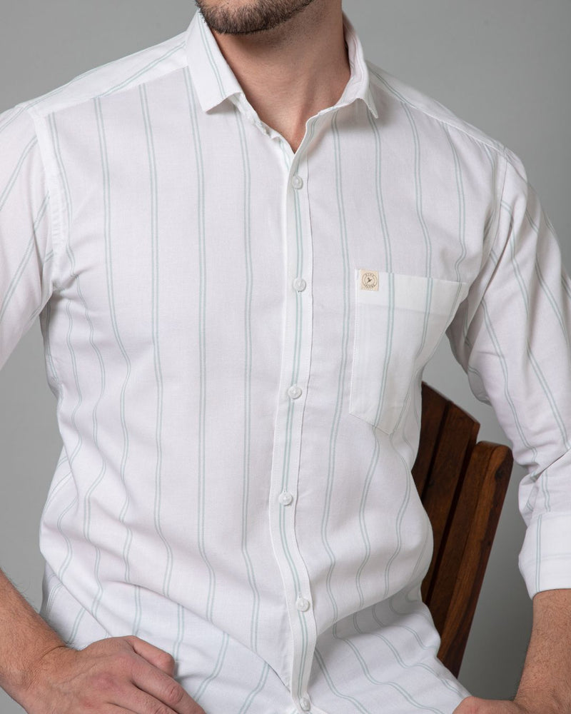 Green & White Linear Stripes - Full-Stain Proof