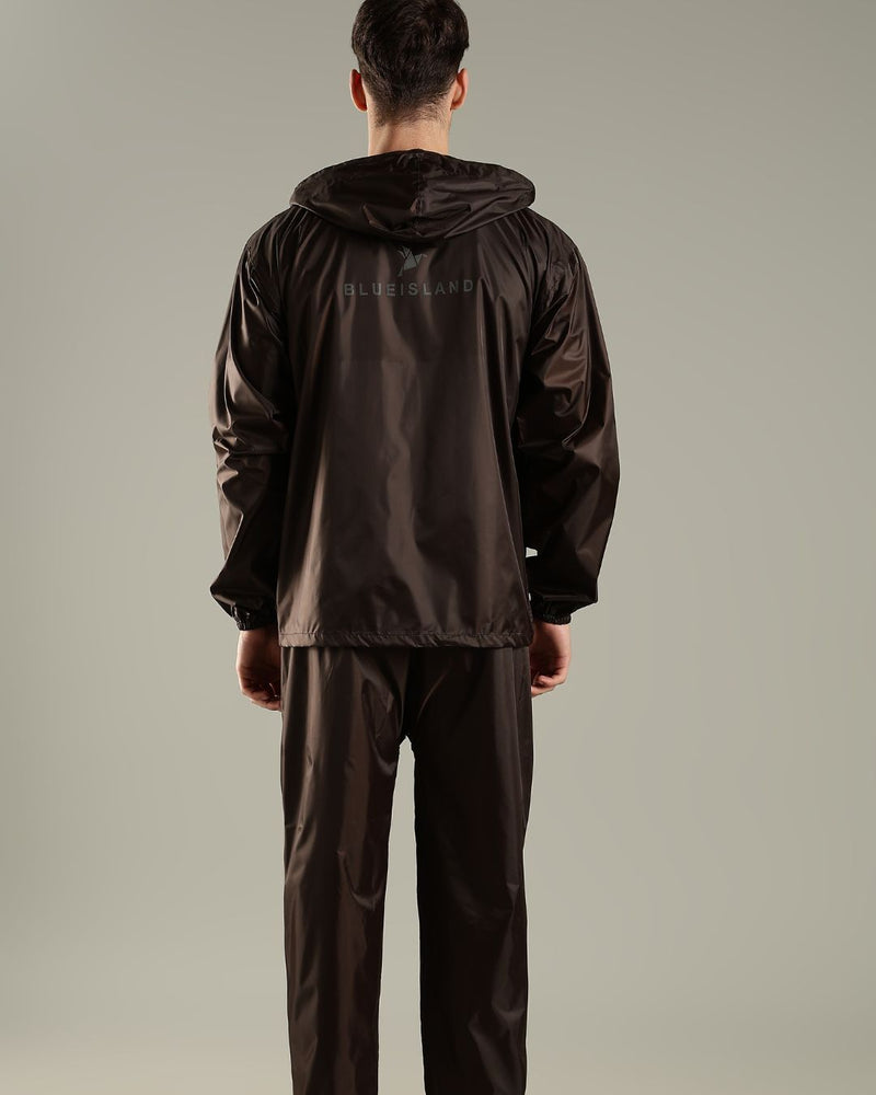 Teak Brown - Rain Jacket with Mobile Pouch