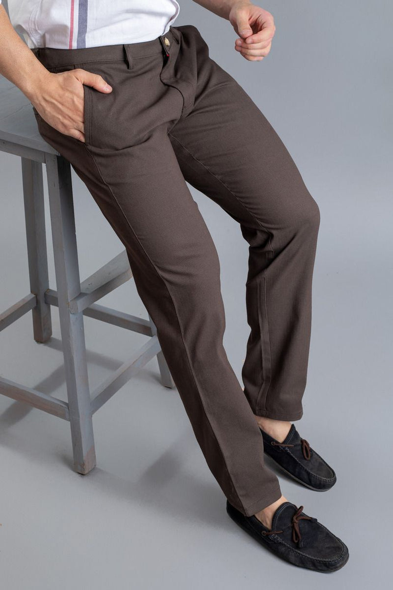 Dotted Brown - 2 way stretch - COTTON PANT