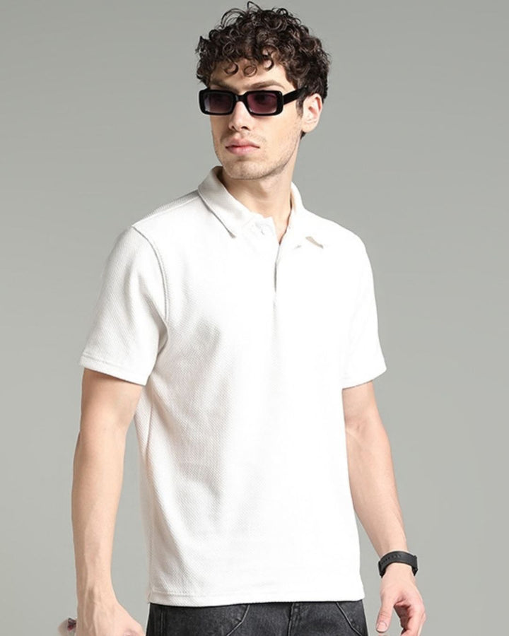 White Pop Textured - Polo Tshirt