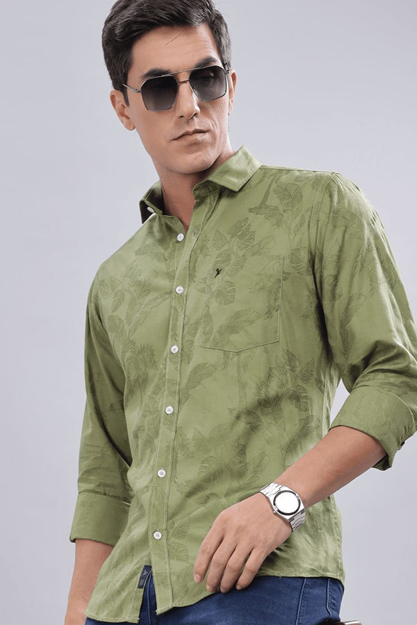 Moss Green Leafy Print -Full-Stain Proof