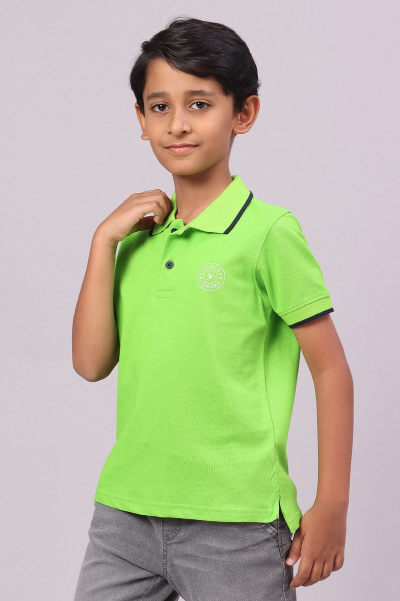 KIDS - Neon Green Solid Tshirt - Stain Proof