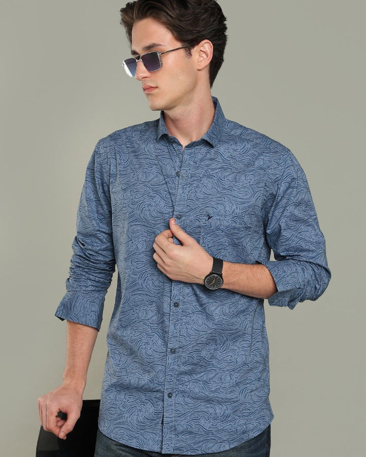 Slate Blue Ocean Print - Full-Stain Proof