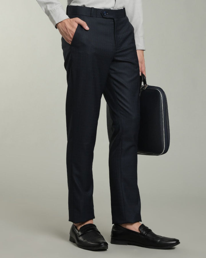 Navy Box Checks - Wrinkle free Formal Pant
