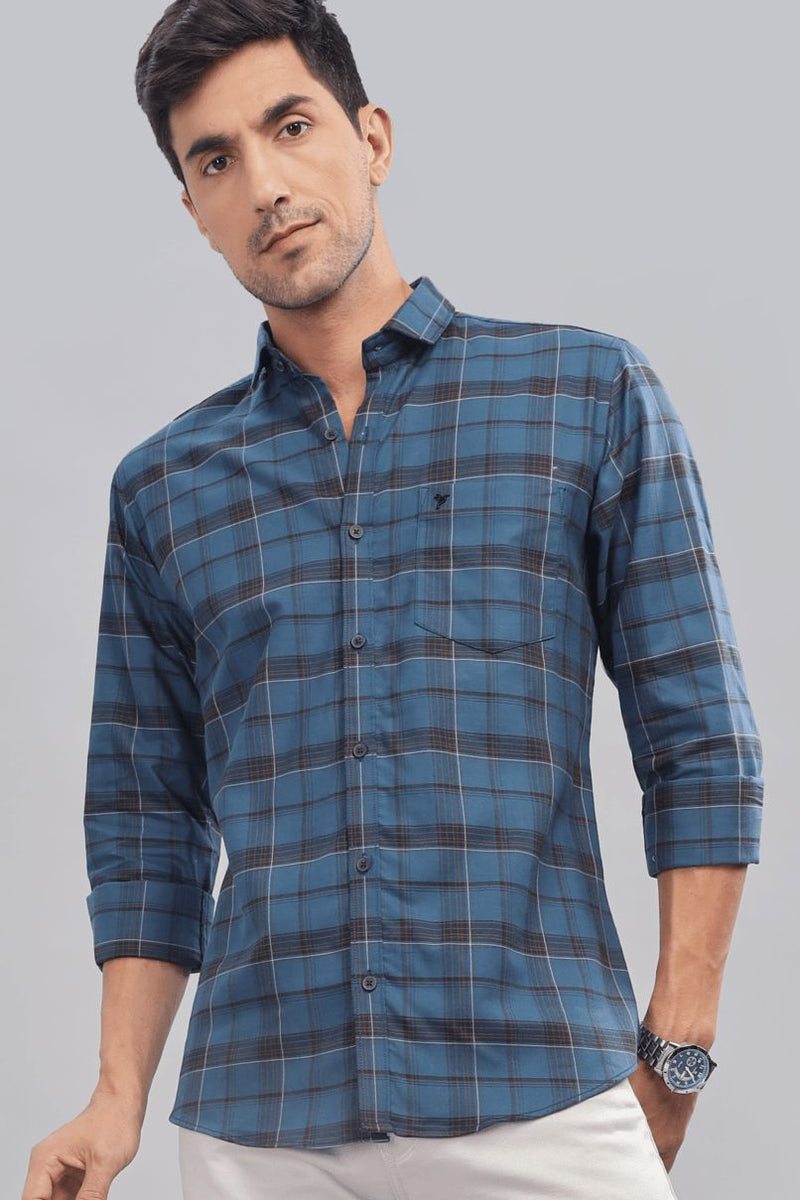 Metal Blue & Black Multi Line Checks - Full-Stain Proof