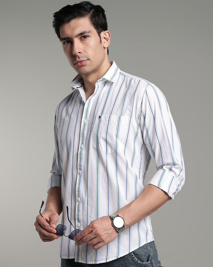 White Triple Colour Stripes - Full-Stain Proof