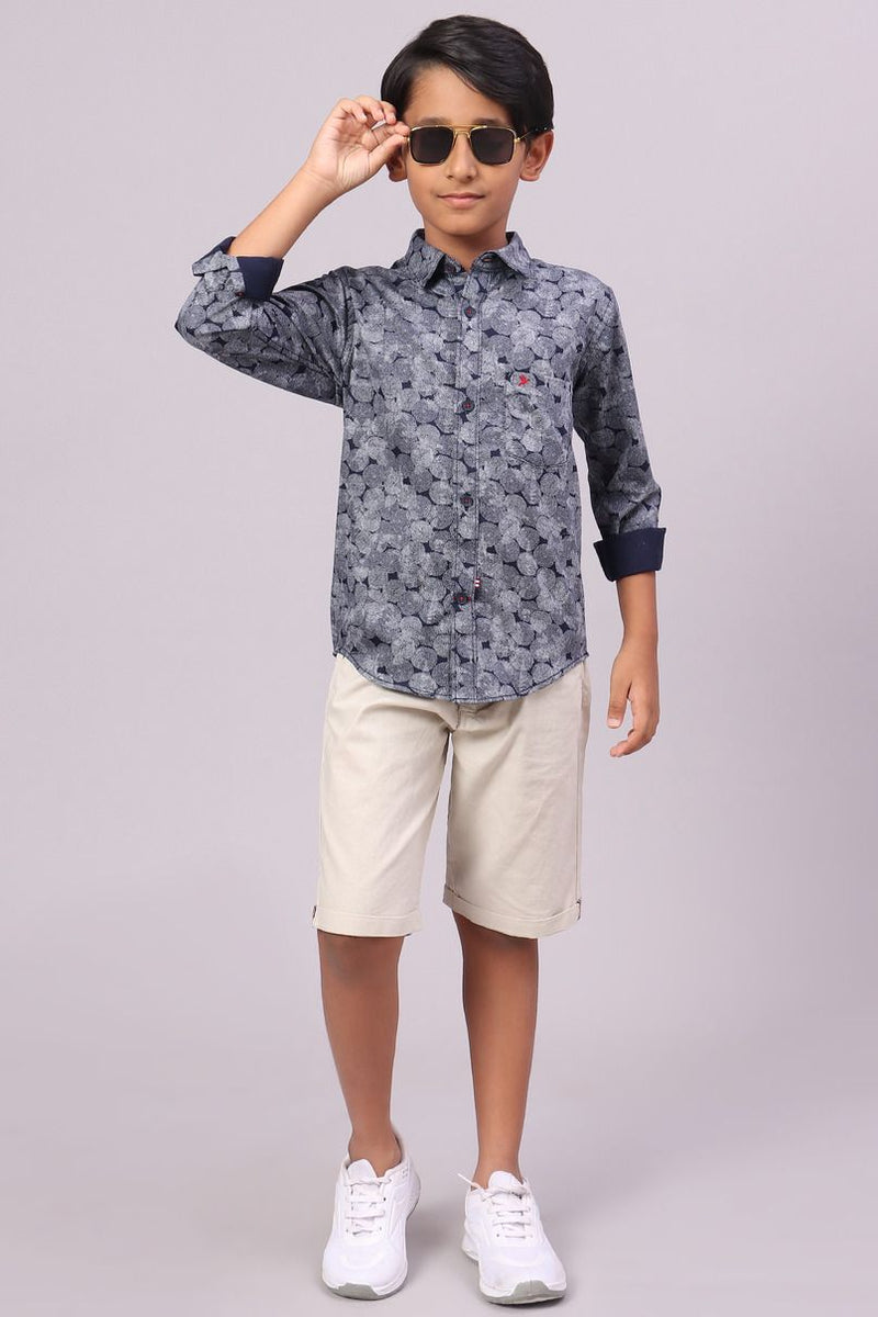KIDS - Navy Mystic Print-Full-Stain Proof Shirt