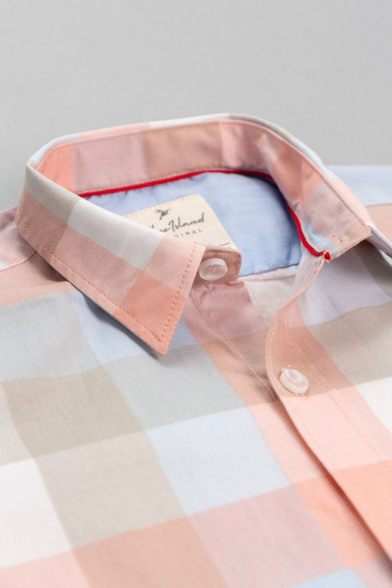 KIDS - Fawn Pink Box Checks-Stain Proof Shirt