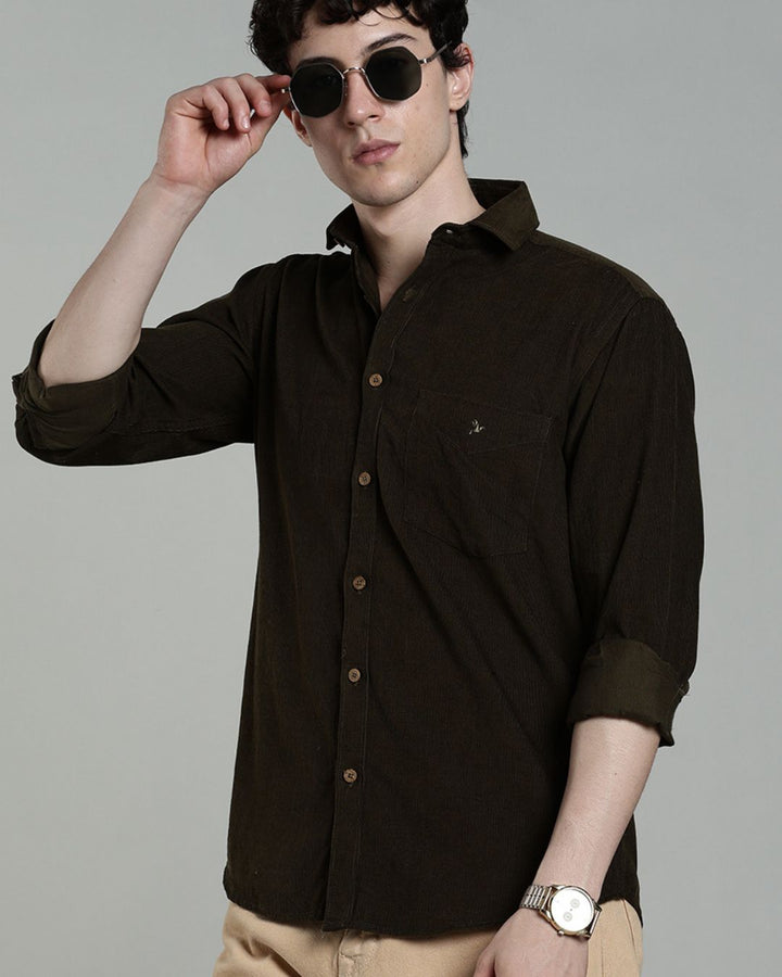 Olive Green - Full-Corduroy Shirt