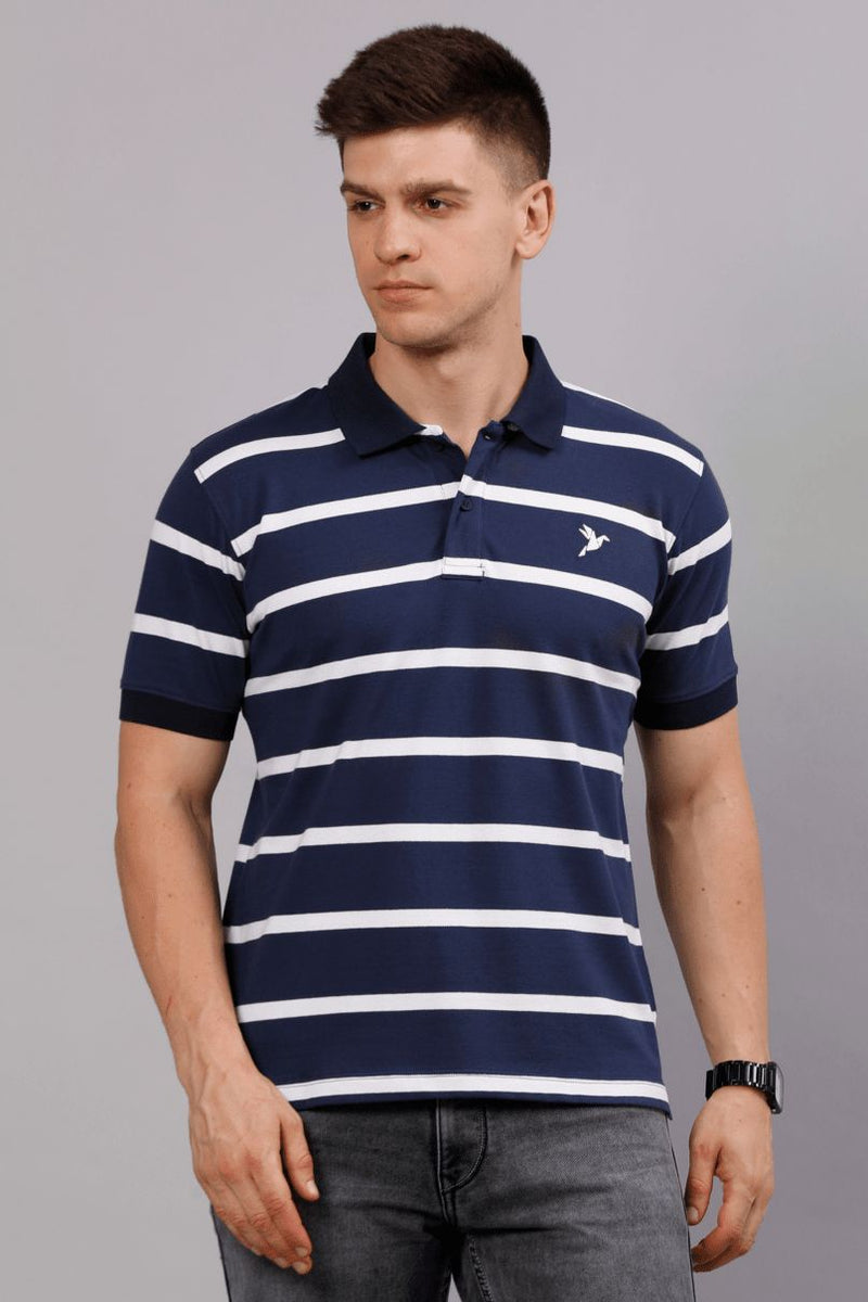 Navy line Stripes TShirt - Stain Proof