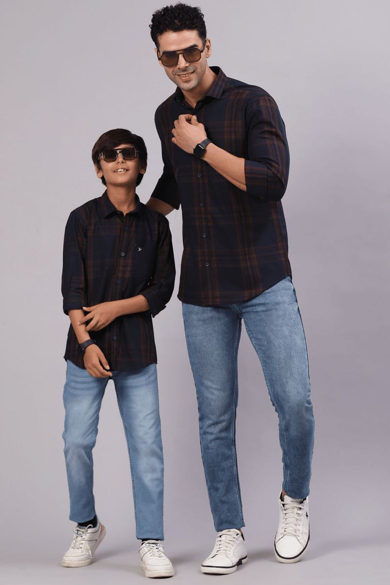 FATHER & SON - Brown & Navy Checks