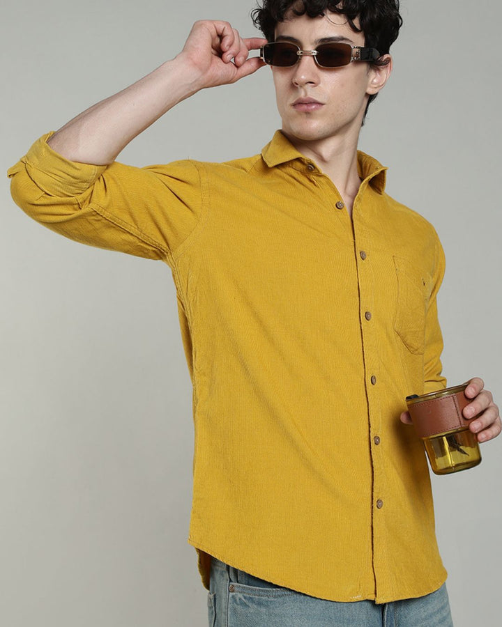 Mustard Yellow - Full-Corduroy Shirt