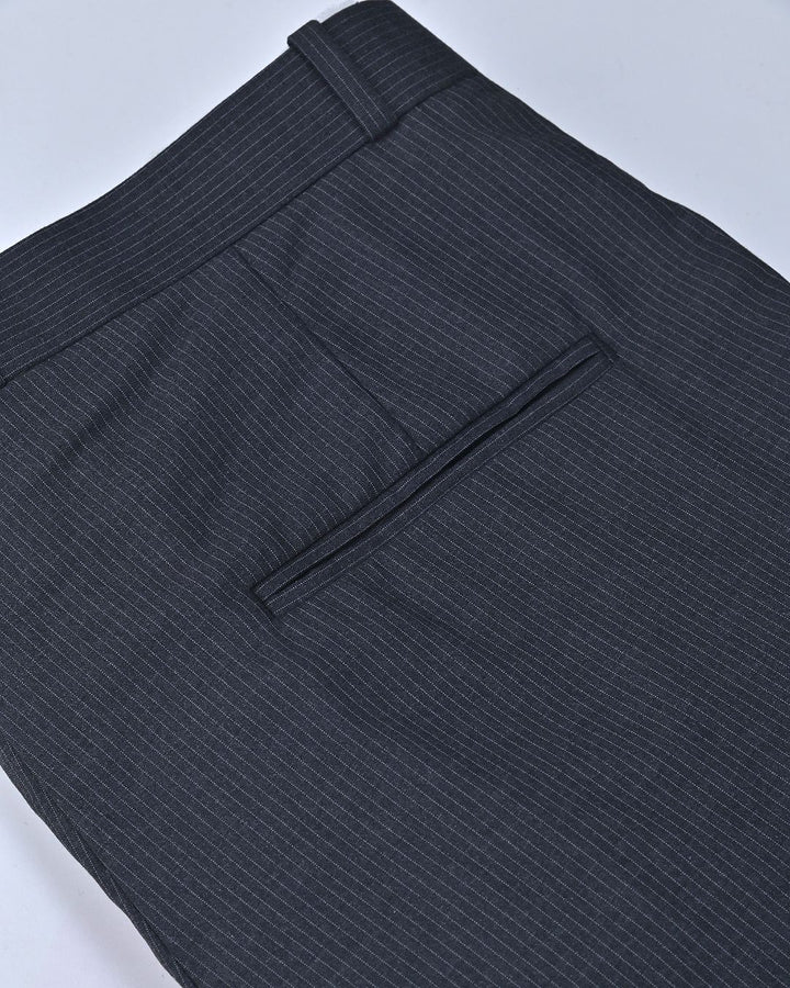 Blackish Grey Mini Stripes - Wrinkle free Formal Pant