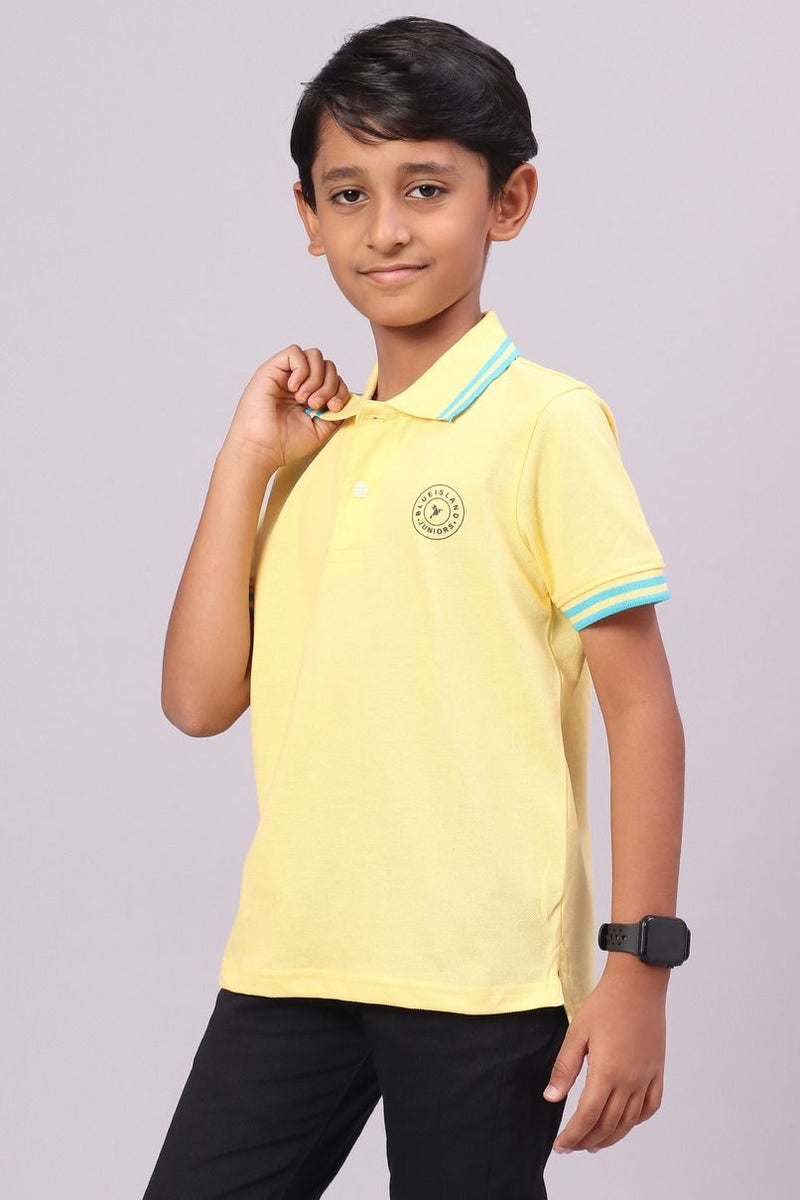 KIDS - Lime Yellow Solid Tshirt - Stain Proof