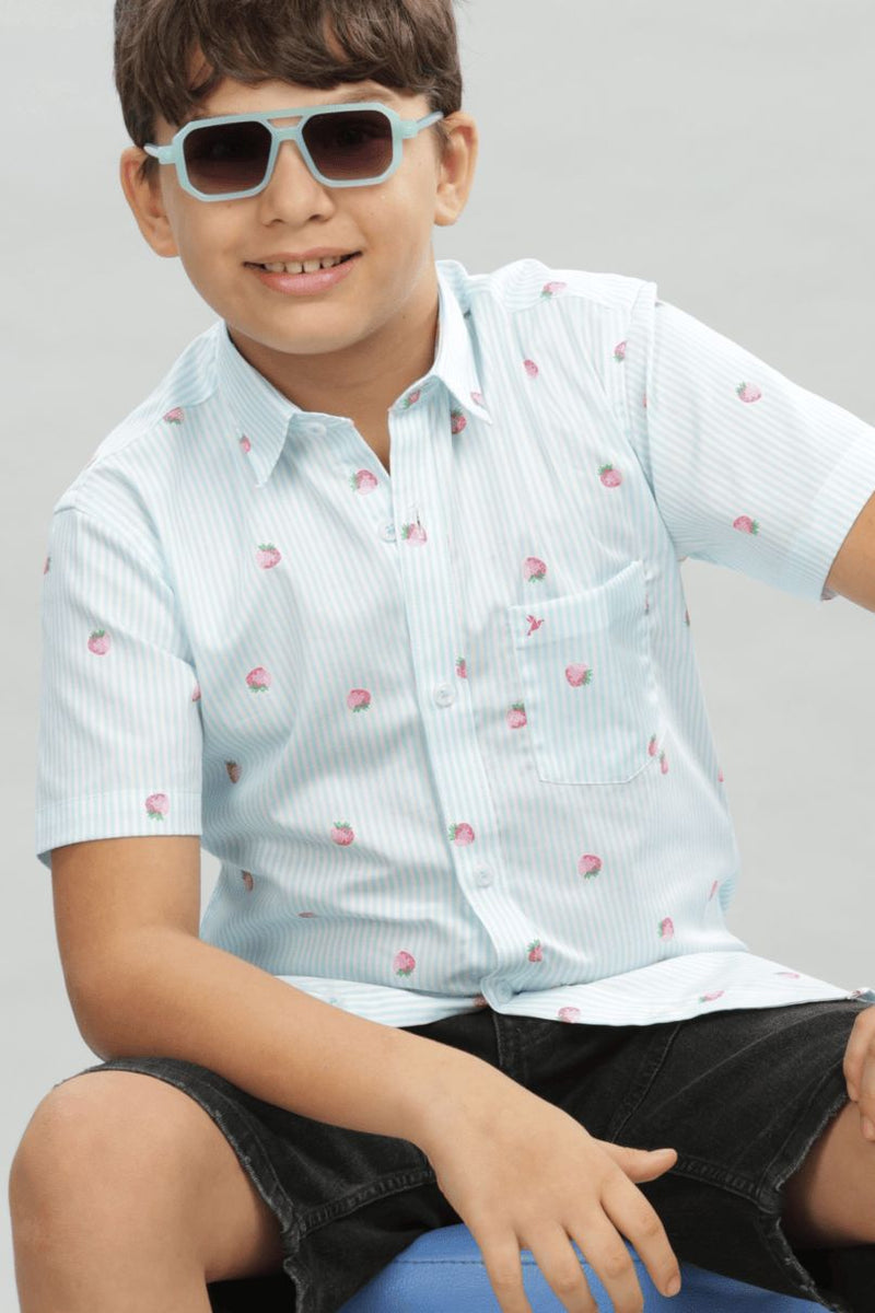 KIDS - Blue Berry Print - Half-Stain Proof Shirt