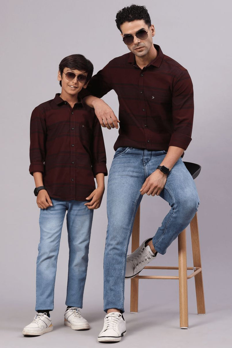 FATHER & SON - Majestic Maroon Stripes