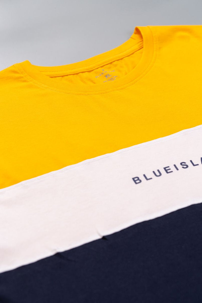 Yellow and Navy - Full Sleeve TShirt - Stain Proof