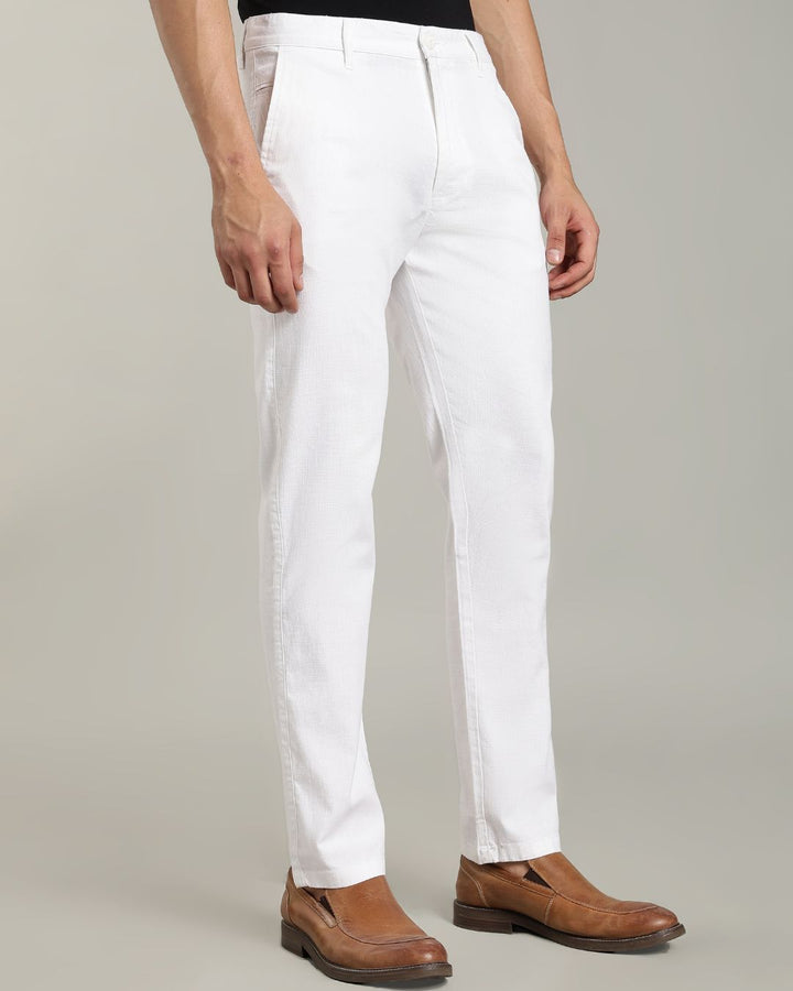 White - 2 way stretch - COTTON LINEN PANT