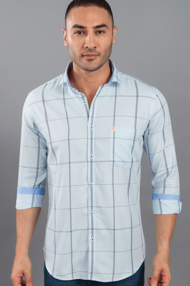 Sky Blue and Black Line Checks - Full-Stain Proof