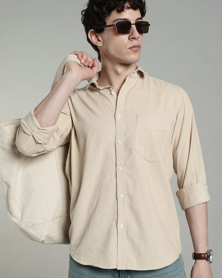 Sandal Cream  -Full-Corduroy Shirt