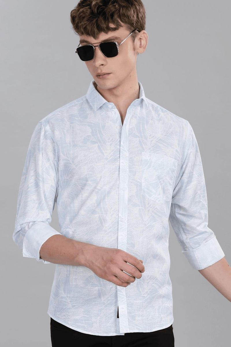 Sky Blue & White Print -Full-Stain Proof