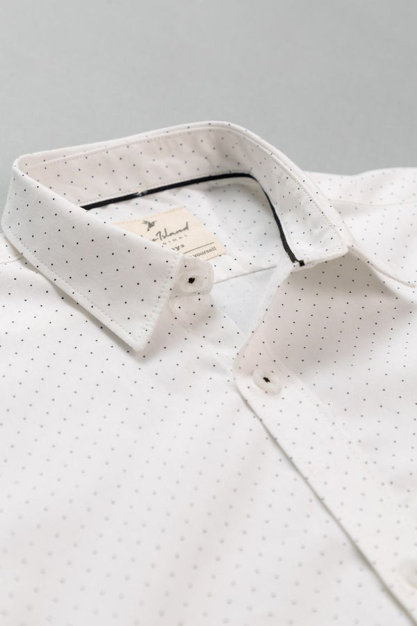 KIDS - White Dotted Print Half-Stain Proof Shirt