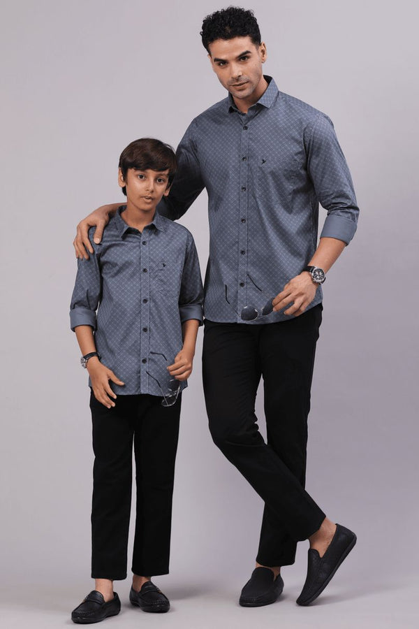 FATHER & SON - Grey Diamond Print