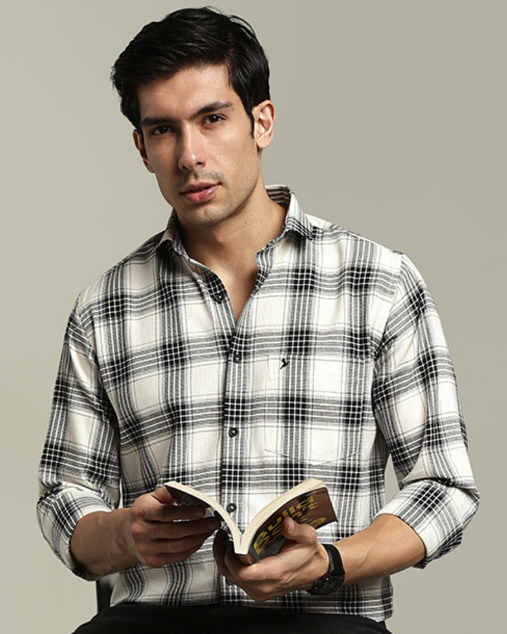 White Multi Line Checks - Full-Stain Proof