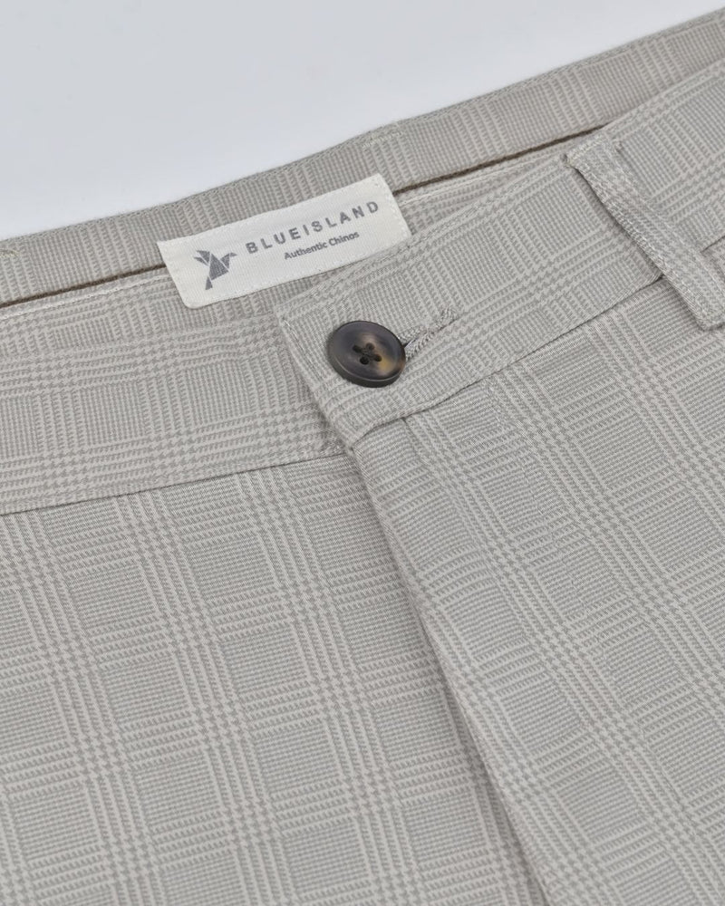 Dusty Cream Multi Line Checks - 2 way stretch - COTTON PANT