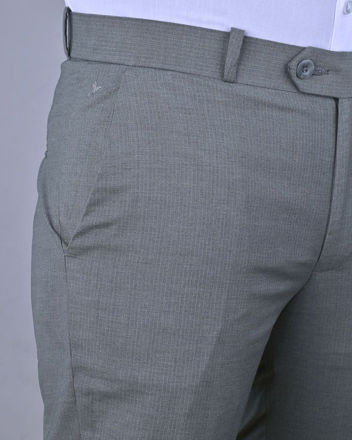 Olive Grey Mini Stripes - Wrinkle free Formal Pant