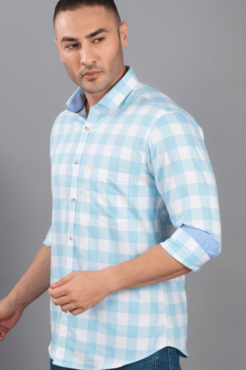 Blue Multi Checks - Full-Stain Proof