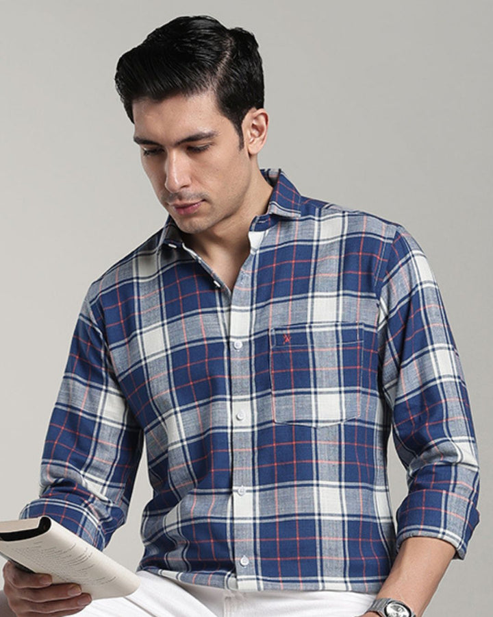 Navy & Orange Line Checks -Full-Stain Proof
