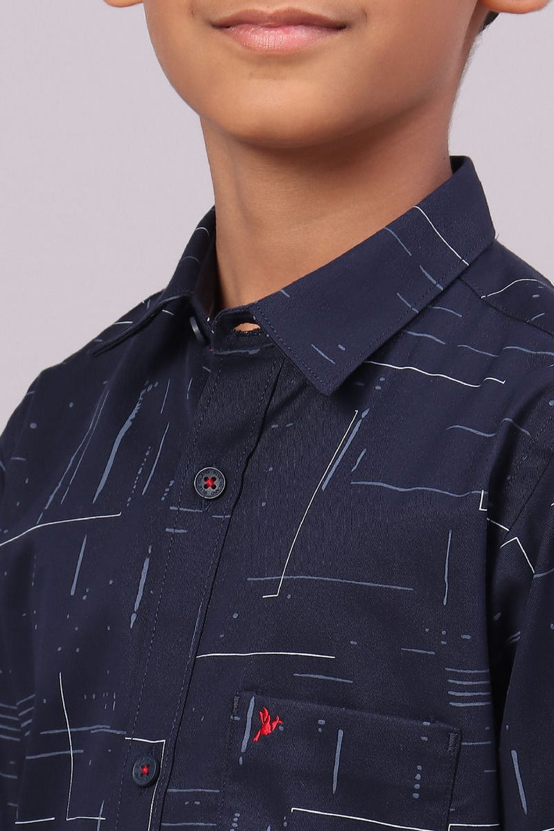 KIDS - Navy Bold Print-Full-Stain Proof Shirt