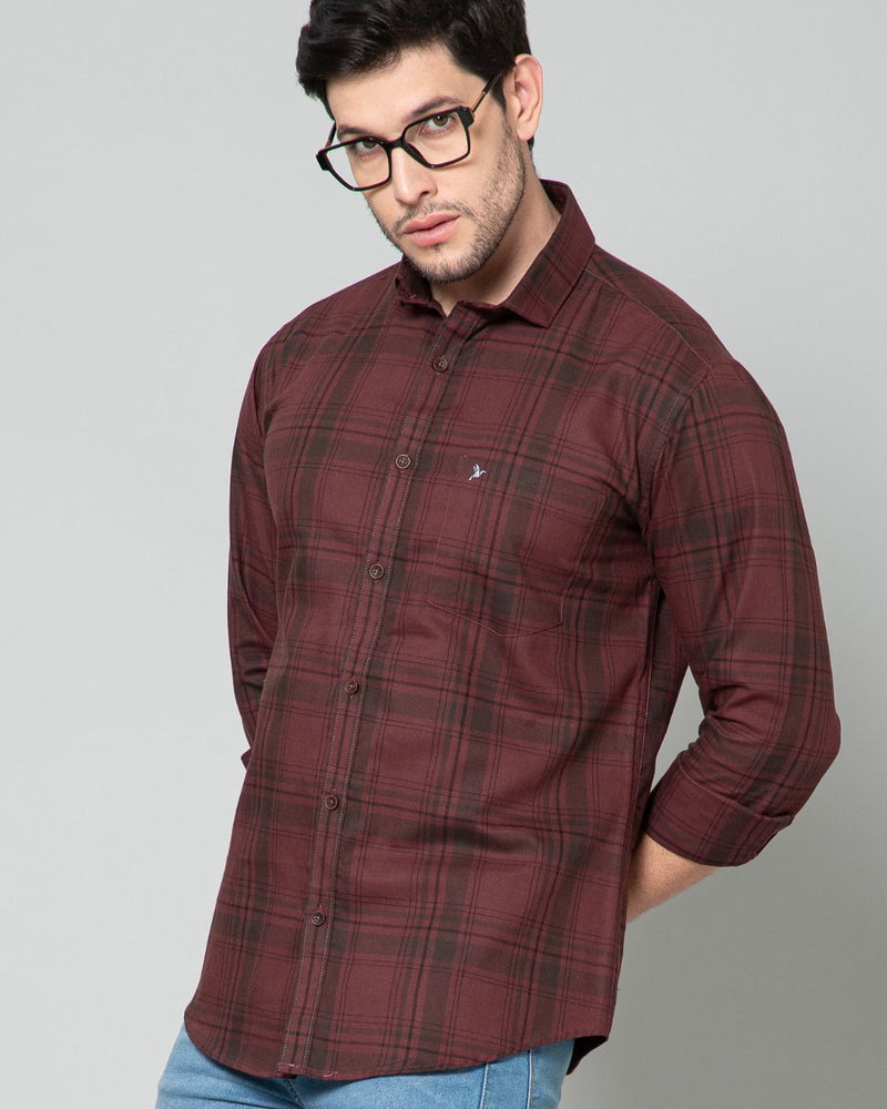 Dark Maroon Checks - Full-Stain Proof