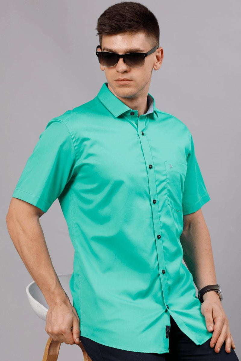 Turquoise Green Solid - Half Sleeve - Stain Proof