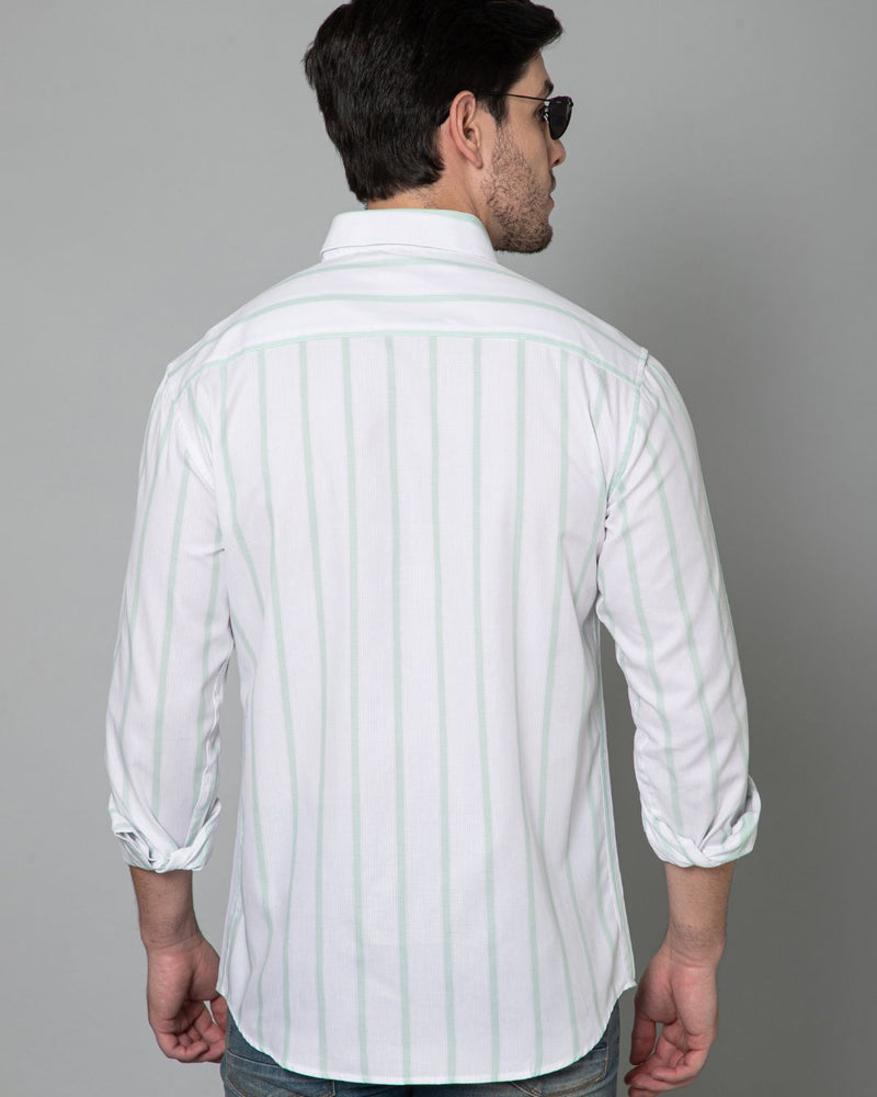 Green & White Grid Line Stripes - Full-Stain Proof