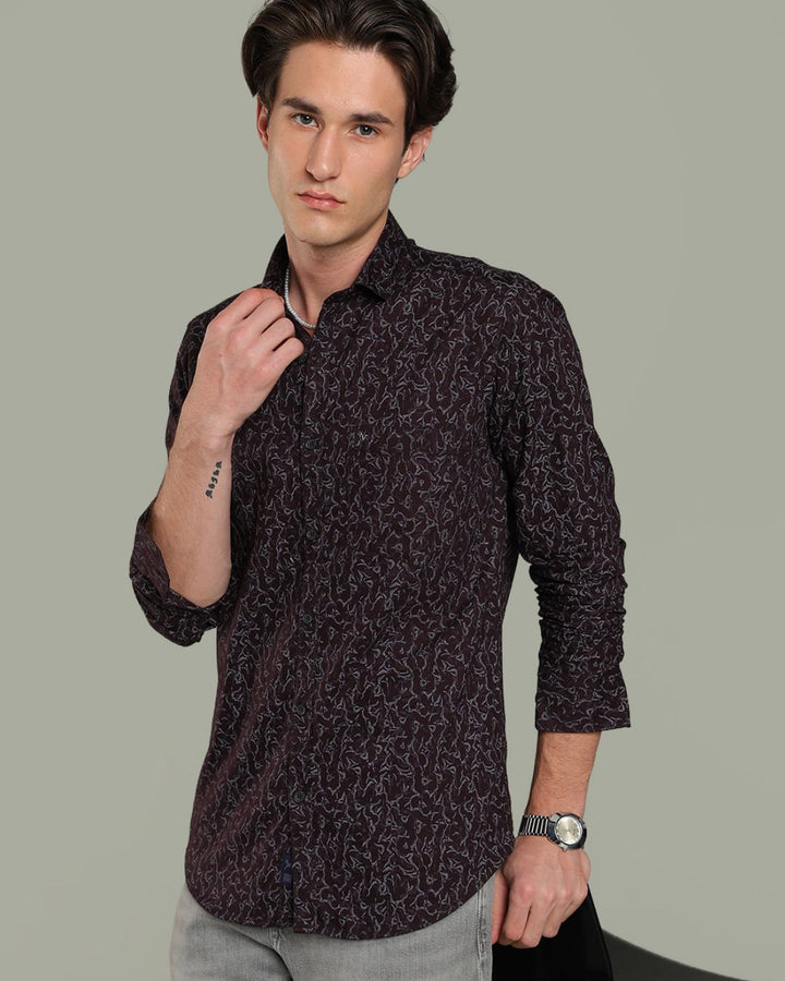 Dark Wine Mesh Print -Full-Stain Proof