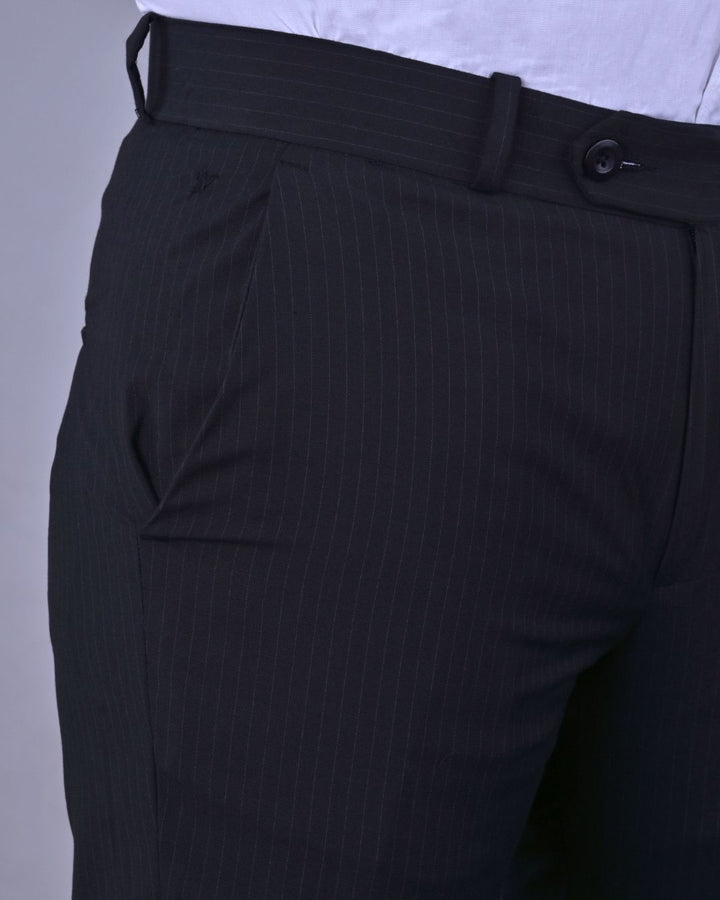 Black Monoline Stripes - Wrinkle free Formal Pant