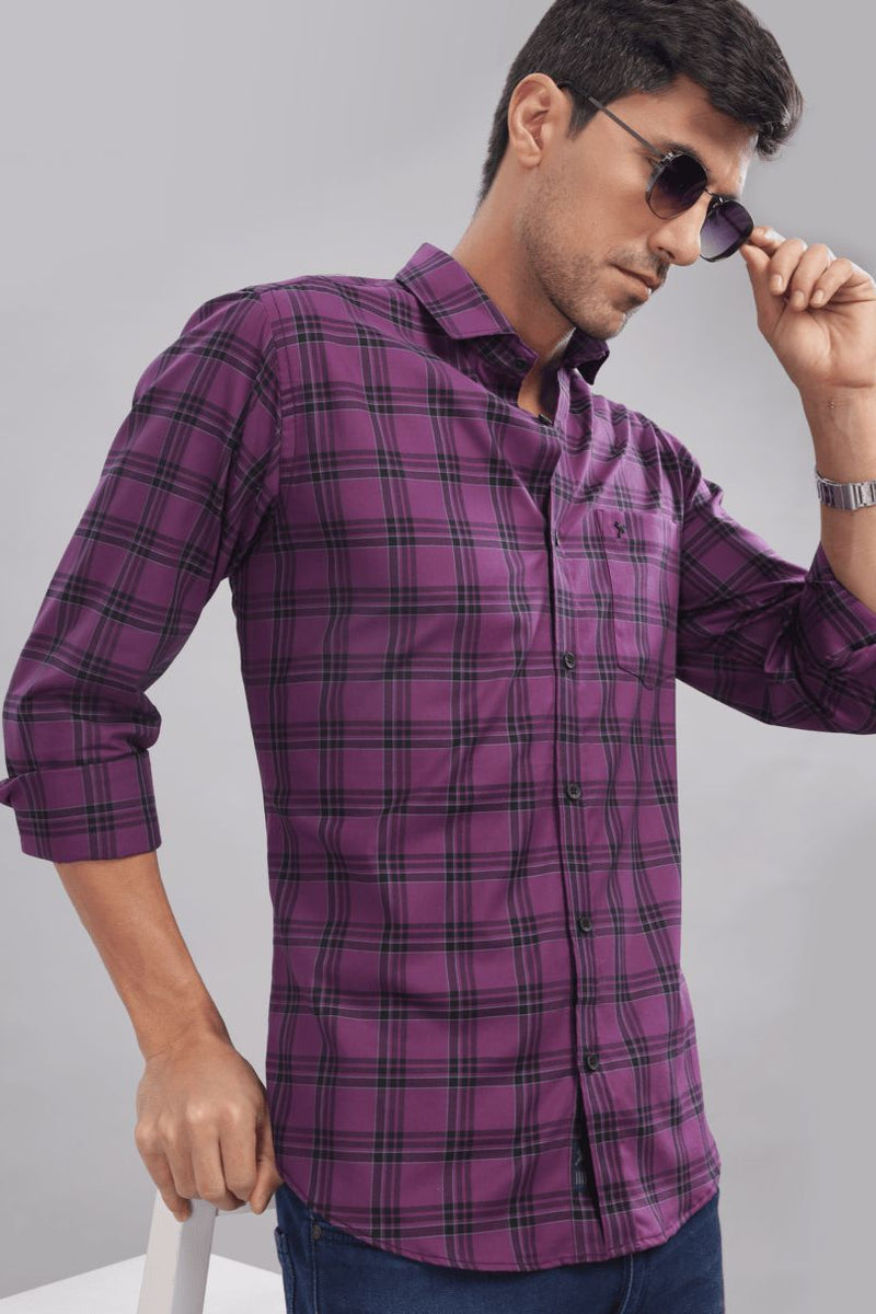 Purple and Black Multi Line Checks - Full-Stain Proof