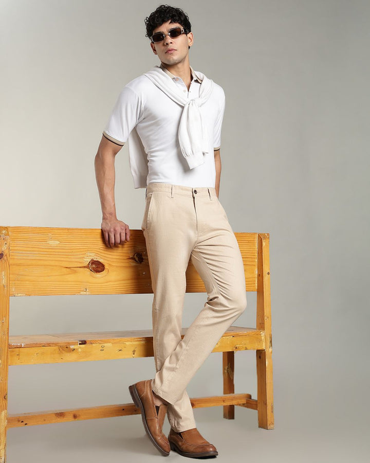 Dark Cream - 2 way stretch - COTTON LINEN PANT