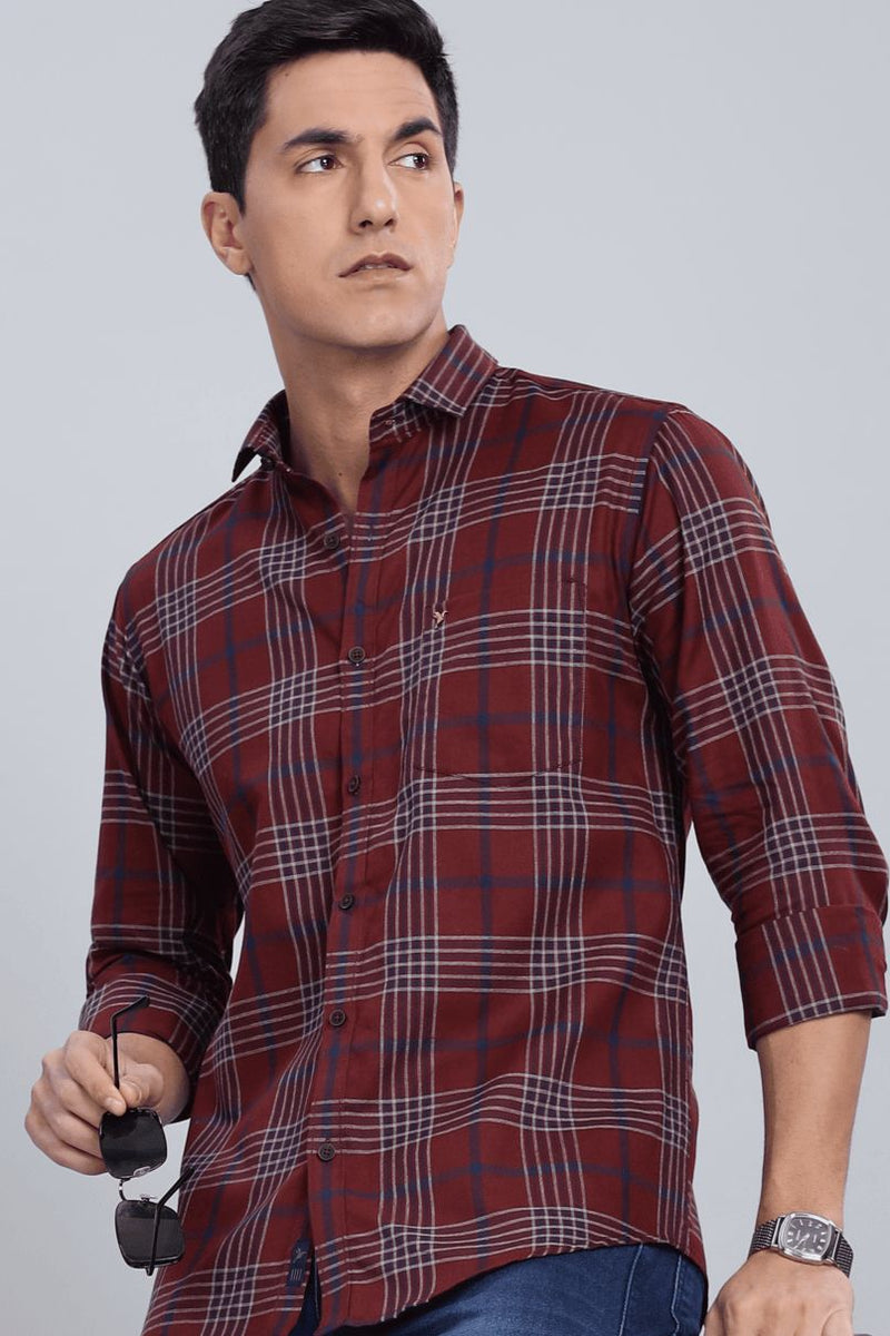 Maroon & Navy Line Checks - Full-Stain Proof