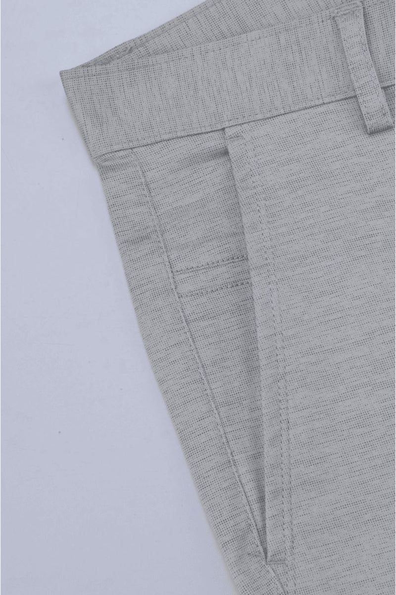 Milky White Grain Printed - 2 way stretch - COTTON PANT